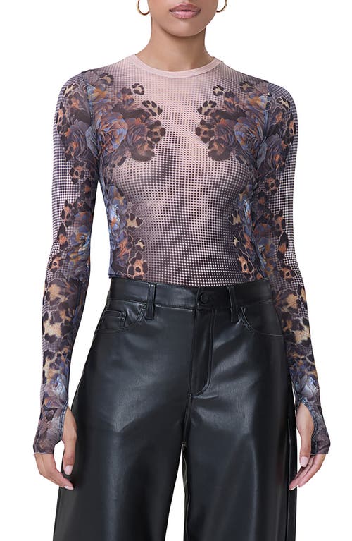 Afrm Kaylee Printed Mesh Top In Beige Leopard