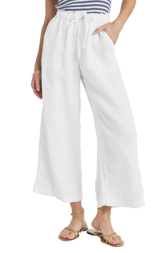 Shop Splendid Stella Linen Crop Wide Leg Pants In White