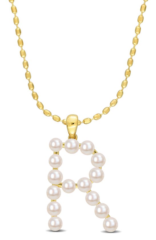 Delmar 3.5-4mm Freshwater Cultured Pearl Initial Pendant Necklace
