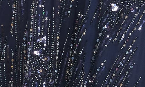 Shop Dress The Population Elisa Fit & Flare Sequin Tulle Cocktail Dress In Midnight Blue Multi