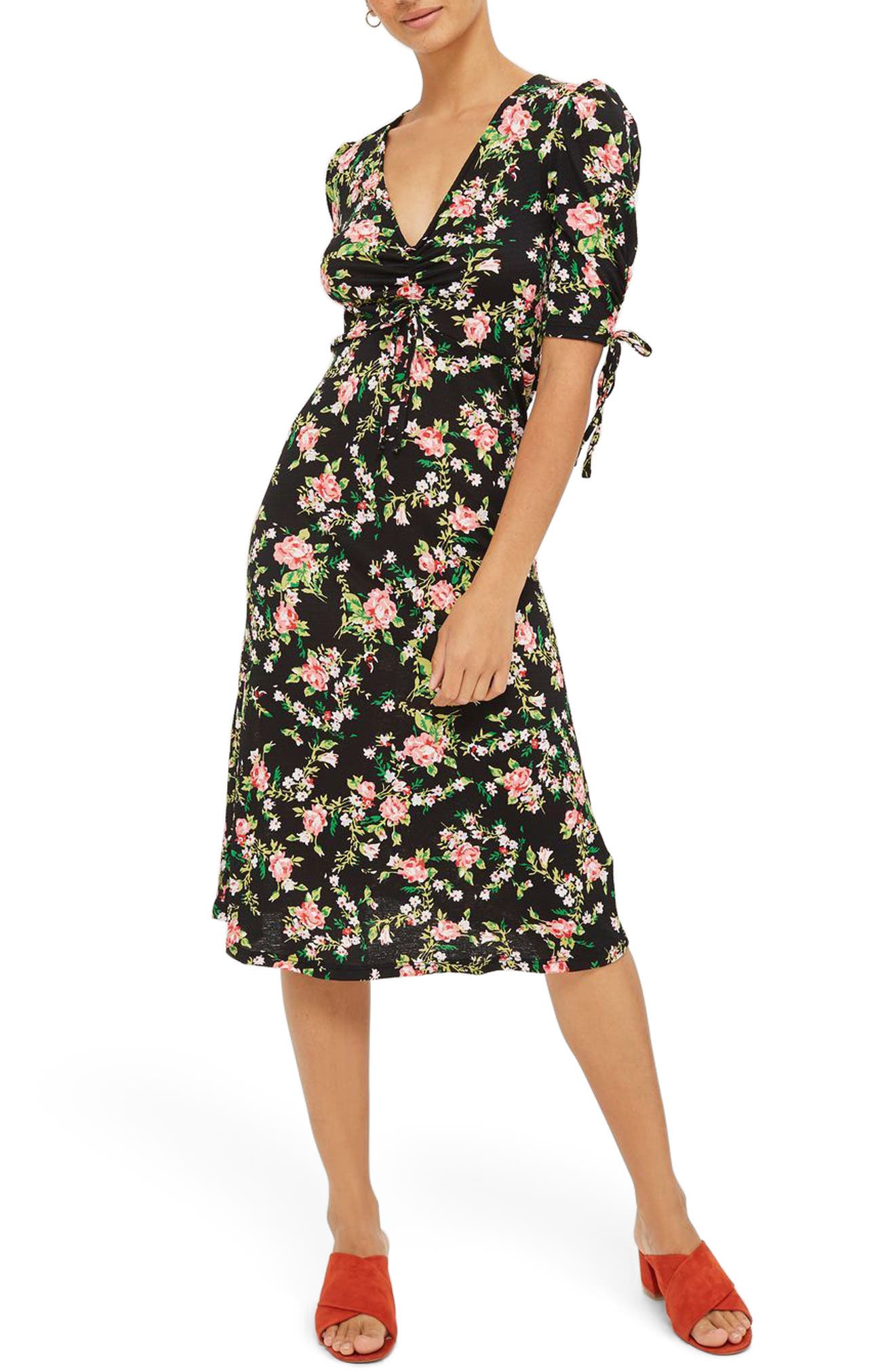 Floral Ruched Midi Dress Nordstrom