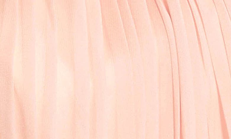 Shop Mac Duggal Sheer Sleeve Gathered Chiffon A-line Gown In Blush