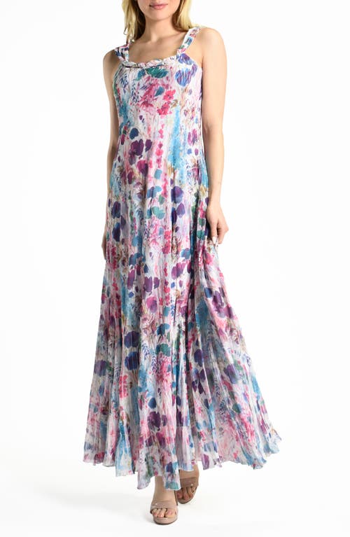 Komarov Floral Chiffon & Charmeuse Gown Brilliant Fields at Nordstrom,