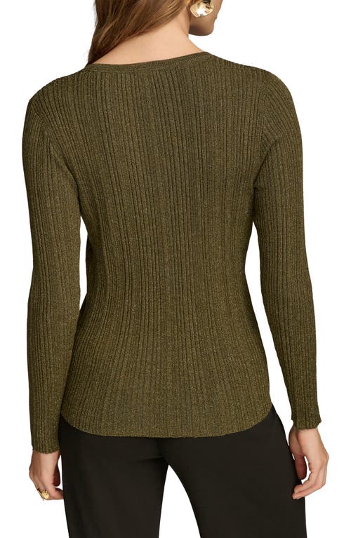 Shop Donna Karan Metallic Variegated Rib Merino Wool Blend Sweater In Hthr Beech