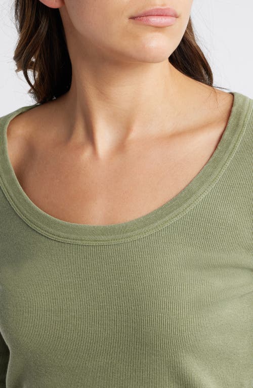 Shop Treasure & Bond Scoop Neck Long Sleeve Cotton & Modal T-shirt In Olive Acorn