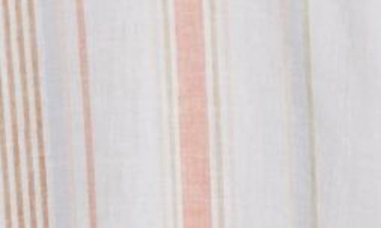 Shop Caslon Linen Blend Camp Shirt In White- Tan Taylor Stripe