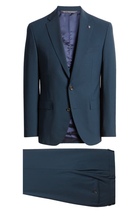 Shop Jack Victor Esprit Solid Stretch Wool Suit In Navy