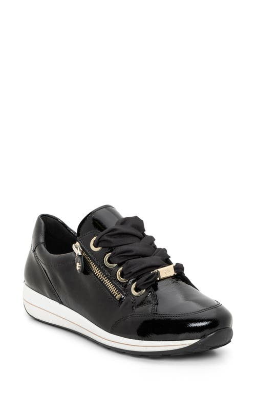 ara Ollie Sneaker in Black/gold 