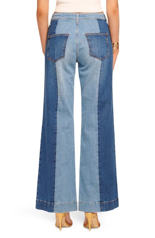 Shop Ramy Brook Vinnie Two-tone Wide Leg Jeans In Tonal Wash