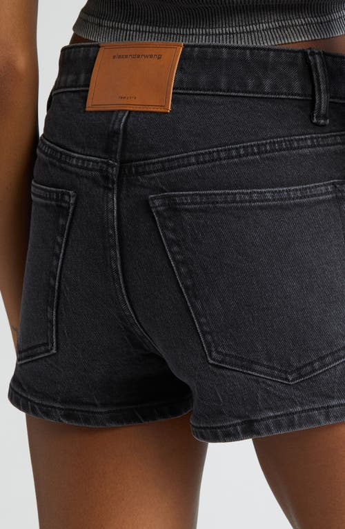 Shop Alexander Wang Stretch Denim Skort In Grey Aged