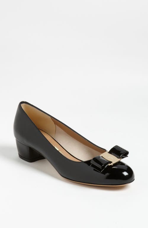 Shop Ferragamo Vara Pump In Black/black Leather