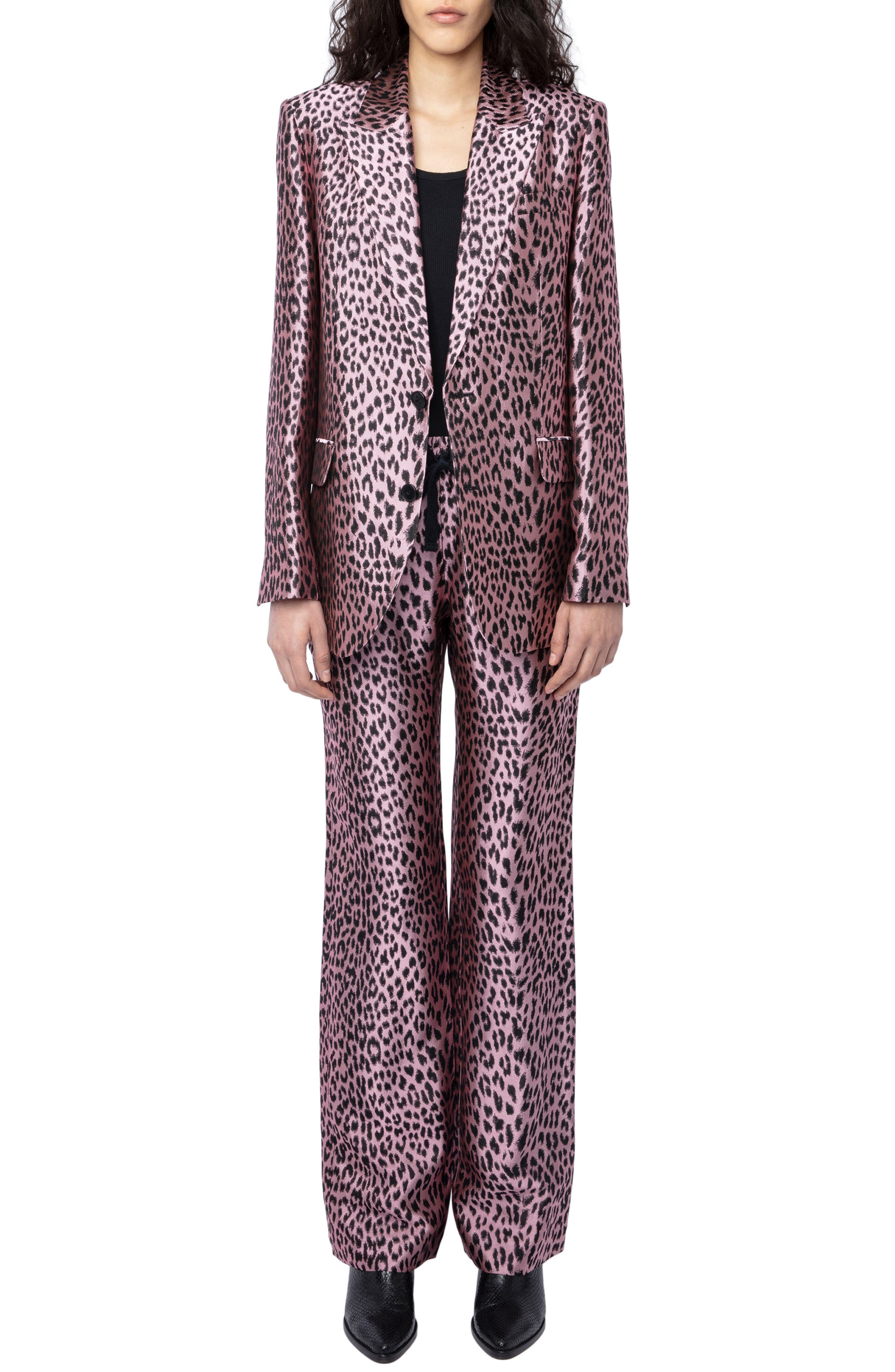 Zadig & Voltaire Leopard Jacquard Blazer in Rose