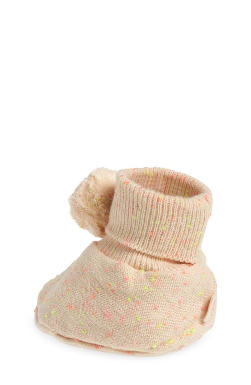 Pink Lemonade Pompom Cotton Bootie In Peach Multi