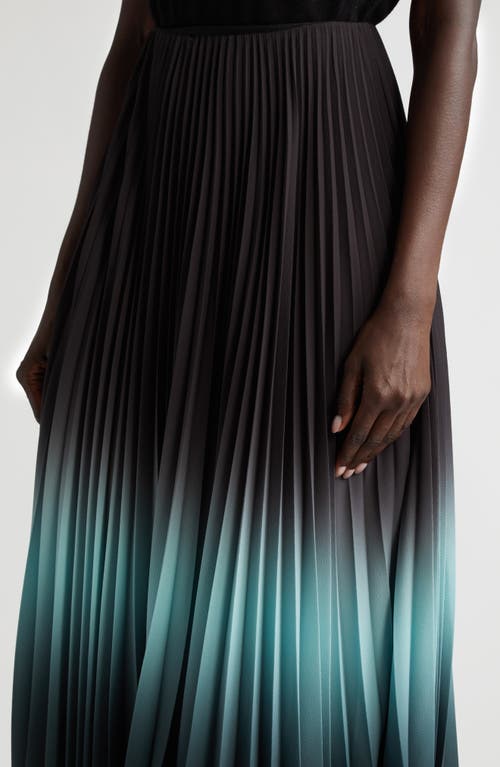 Jason Wu Collection Dip Dye Pleated Skirt In Black/skyblue/seagre