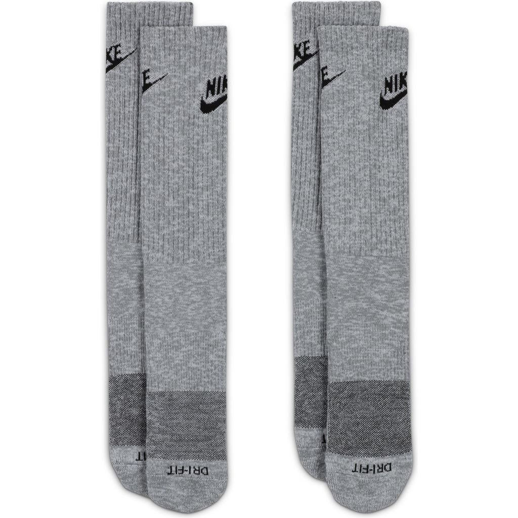 Nike Kids' Dri-fit Everyday Plus Crew Socks In Particle Grey/black