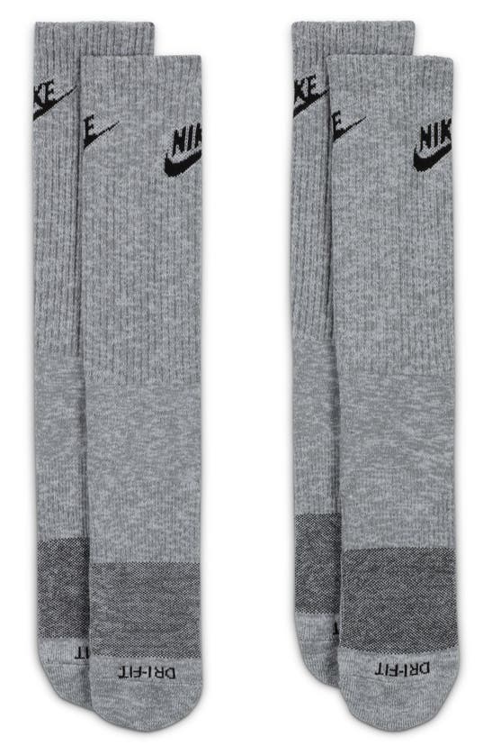 Shop Nike Kids' Dri-fit Everyday Plus Crew Socks In Particle Grey/ Black