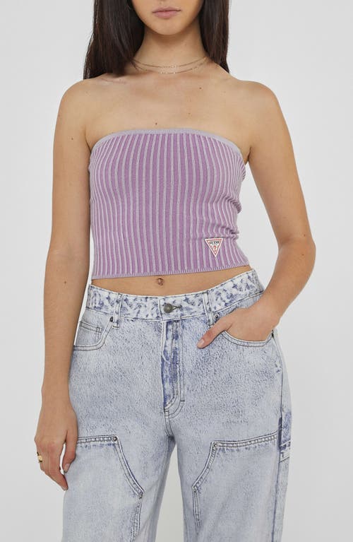 Guess Go Stripe Knit Tube Top In Lux Orchid Multi