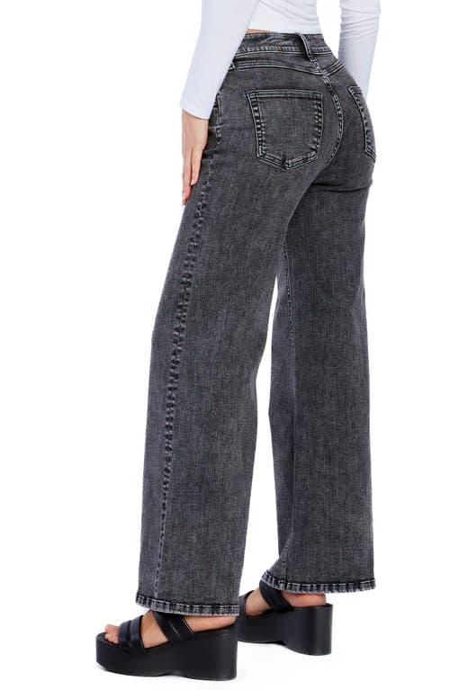 Shop Hint Of Blu Happy Go Lucky Wide Leg Jeans In Stormy Grey