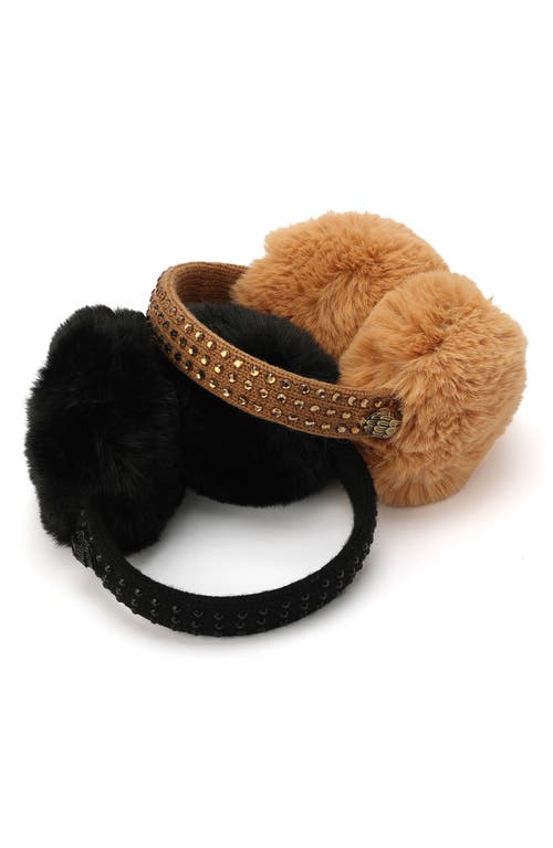 Shop Kurt Geiger London Crystal Faux Fur Ear Muffs In Black