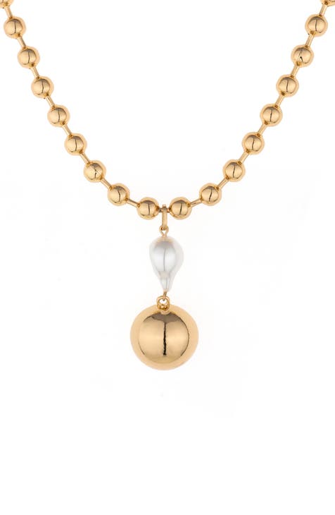 Imitation Pearl Ball Necklace