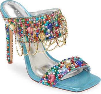 Blue York - Crystal Rhine Stone Embellished Women's High Wedge