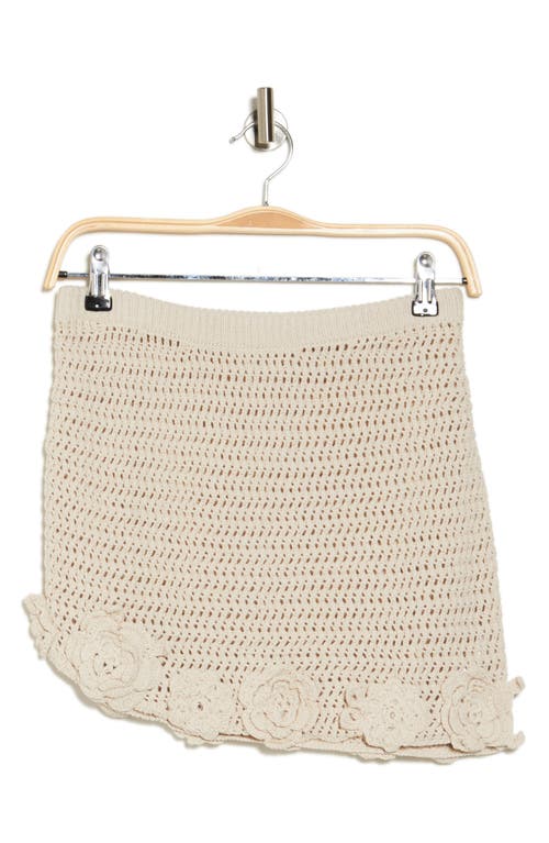 Free People Floral Open Stitch Cotton Miniskirt In Natural