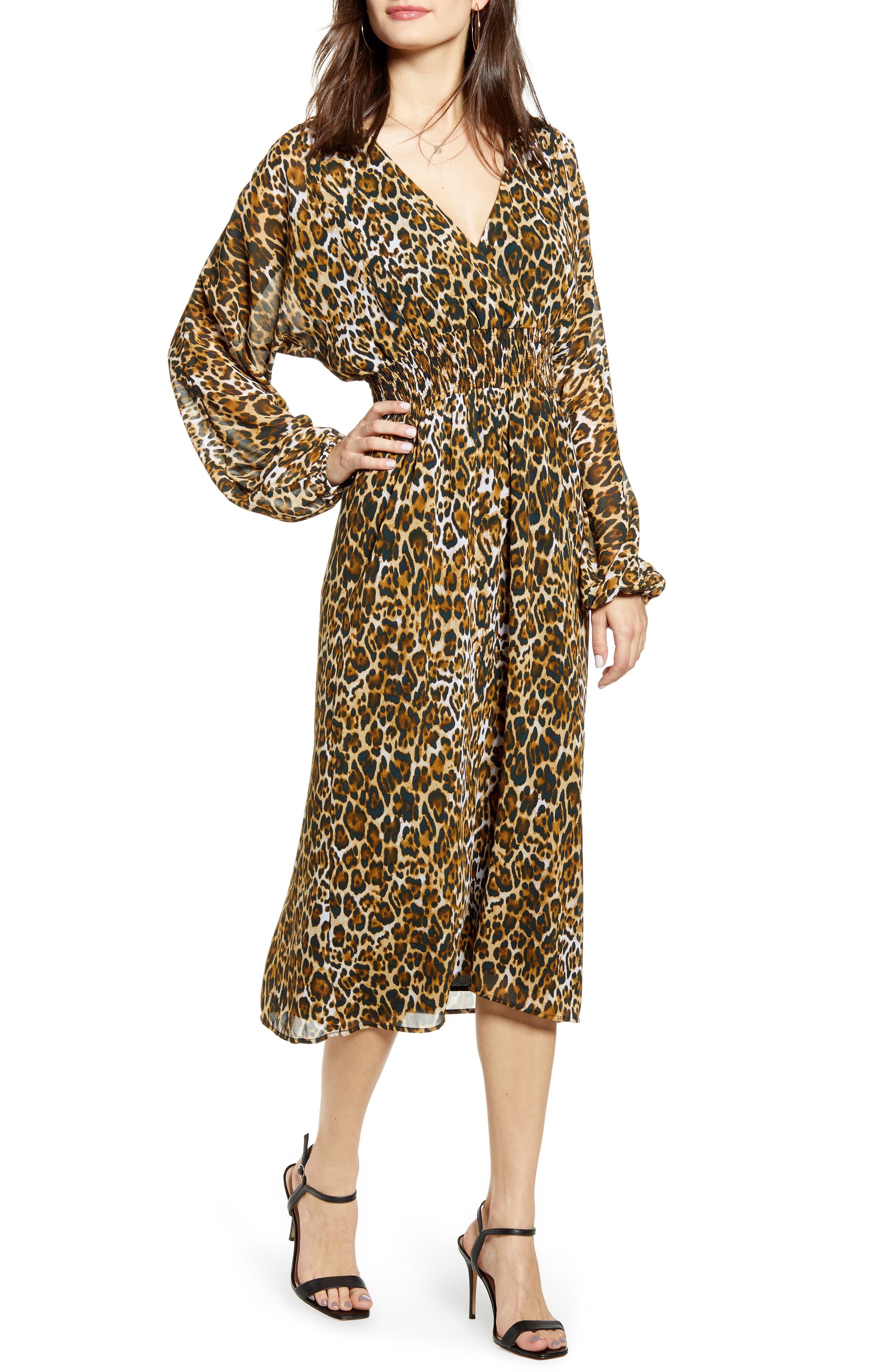 wayf leopard dress