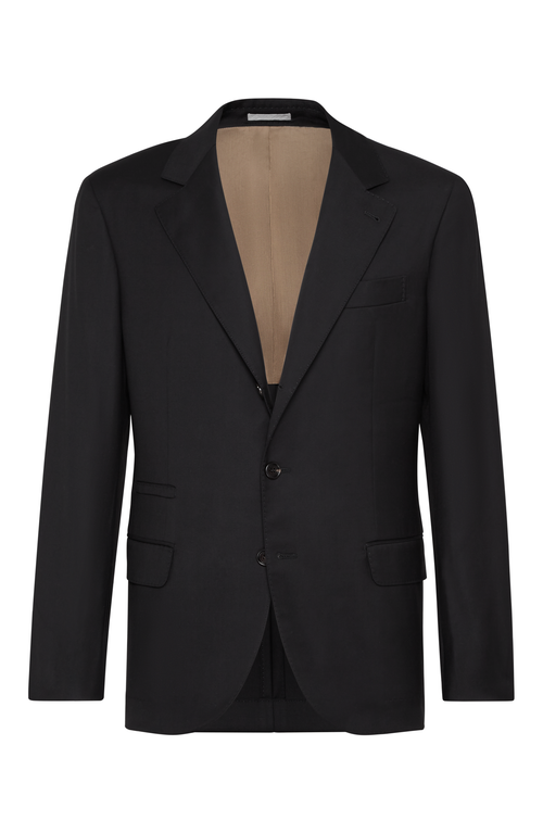 Shop Brunello Cucinelli Super 150s Virgin Wool Four Season Batavia Twill Blazer In Black