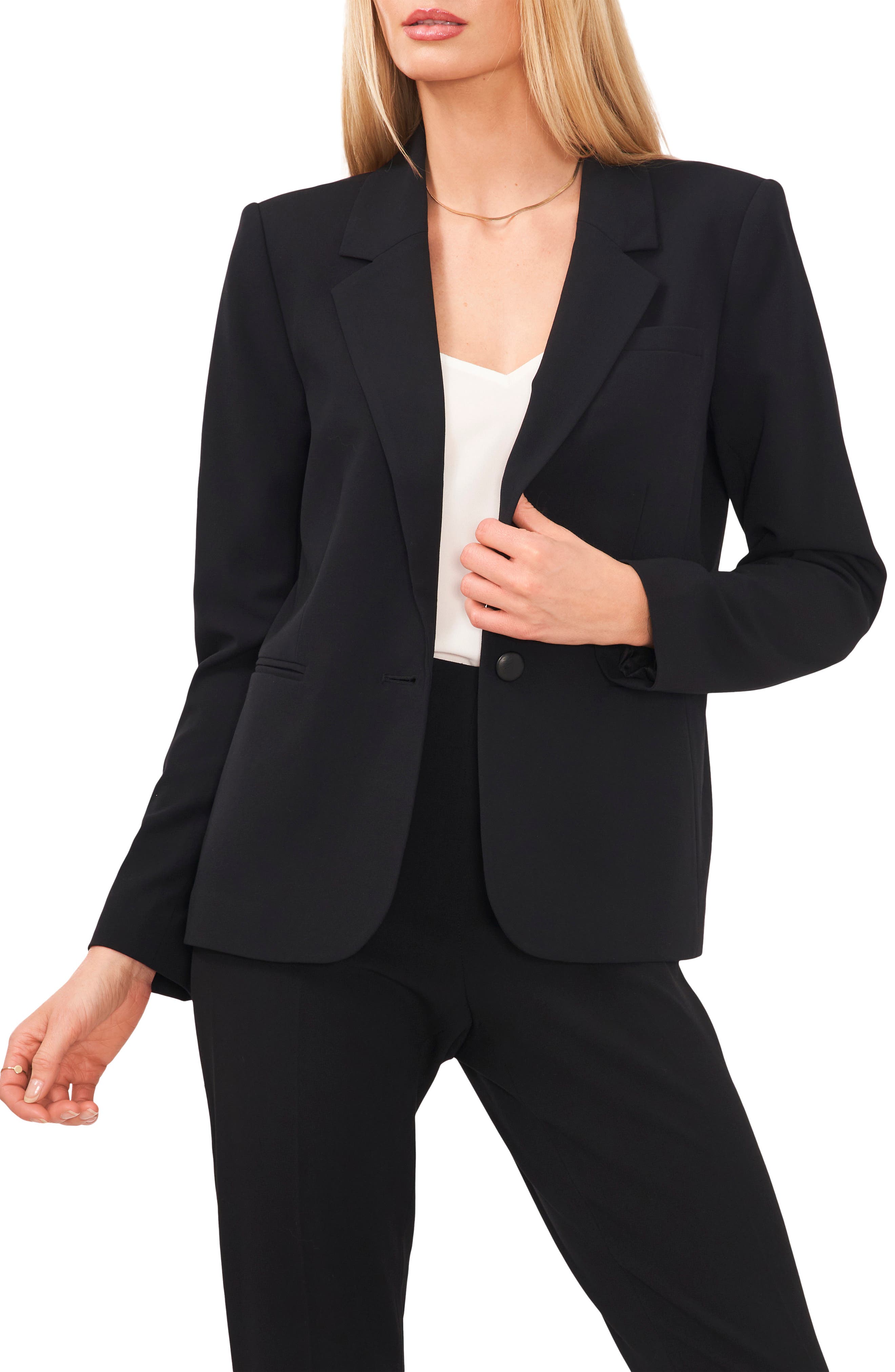 blazer with puff shoulders