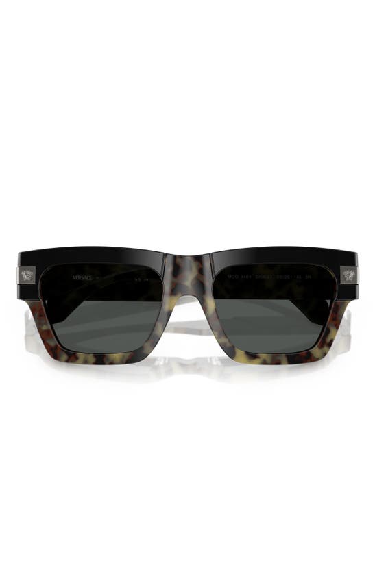 Versace 55mm Plaque Rectangular Sunglasses In Havana