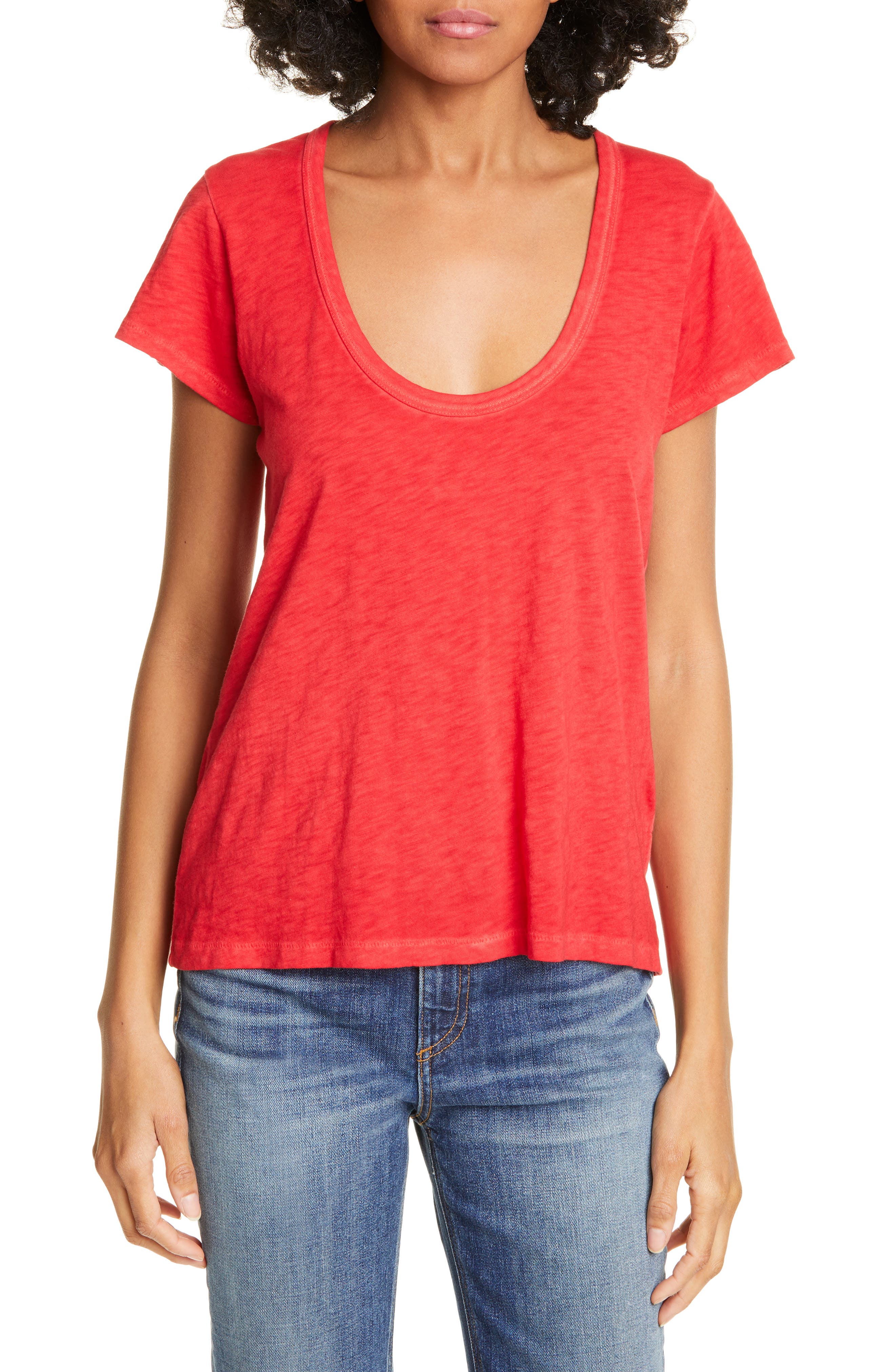 Rag & Bone U-Neck Tee, Red