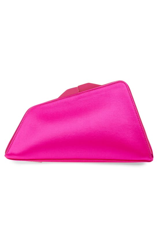 Attico Large Leather-trimmed Satin Clutch In Fuchsia