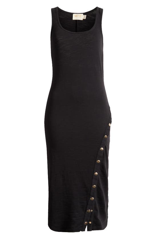 Shop Nation Ltd Snap Detail Sleeveless Dress In Jet Black