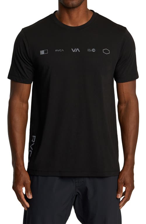 Rvca Brand Reflect Performance Graphic T-shirt In Black