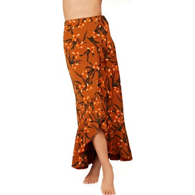 L Space Desiree Cover-Up Wrap Skirt, Brown