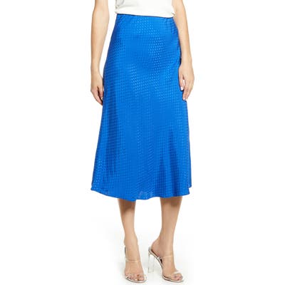 Leith Bias Cut Midi Skirt, Blue