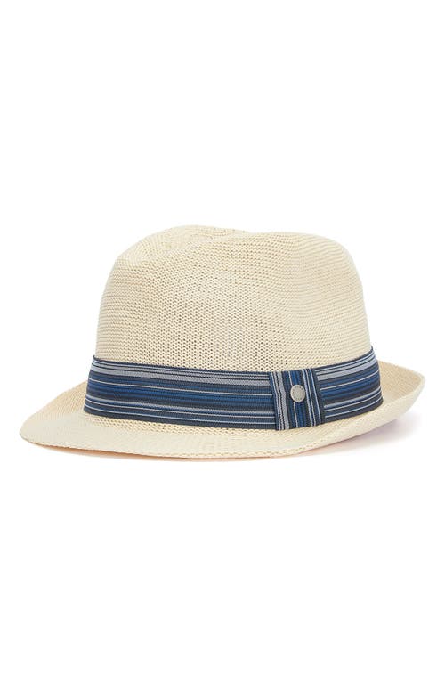 Shop Barbour Belford Trilby Hat In Ecru/blue