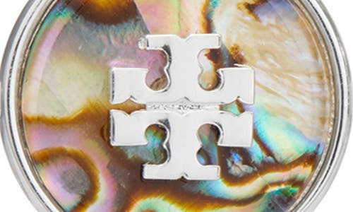 Tory Burch Abalone Stud Earrings In Light Silver/abalone