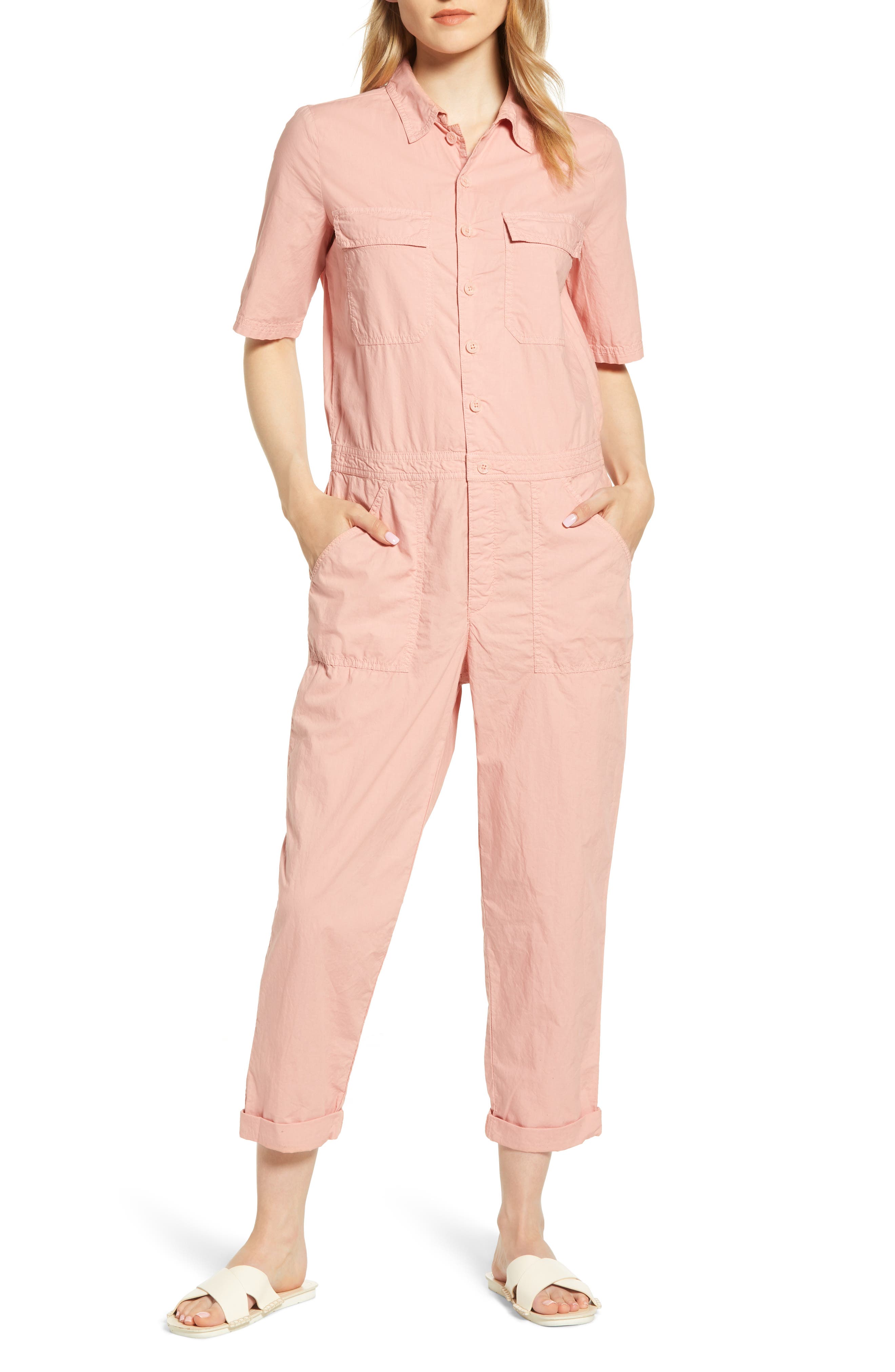 Lou & Grey Poplin Utility Jumpsuit, Pink