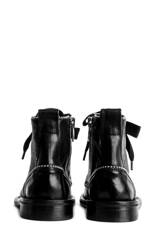 Zadig & Voltaire Studded Lace-up Leather Boots In Noir