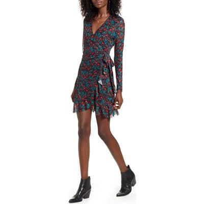 Minkpink Holy Long Sleeve Mesh Wrap Minidress, Blue