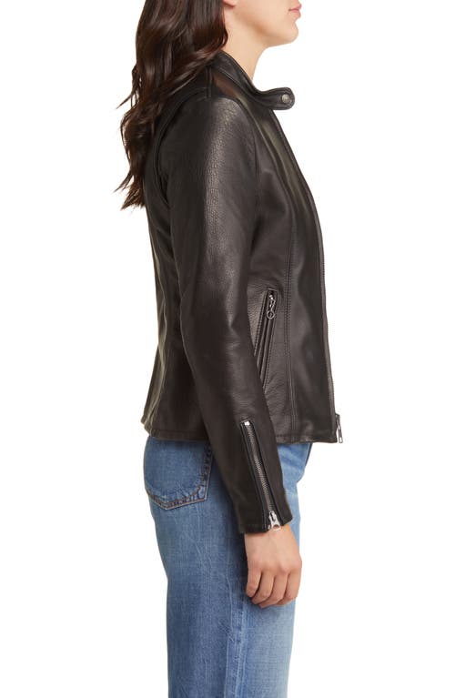 Shop Schott Nyc Leather Cafe Racer Moto Jacket In Black