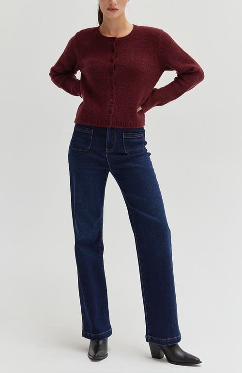 Crescent Button Down Cardigan In Cabernet