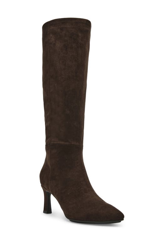 Shop Anne Klein Rene Pointed Toe Knee High Boot In Chocolate Suede