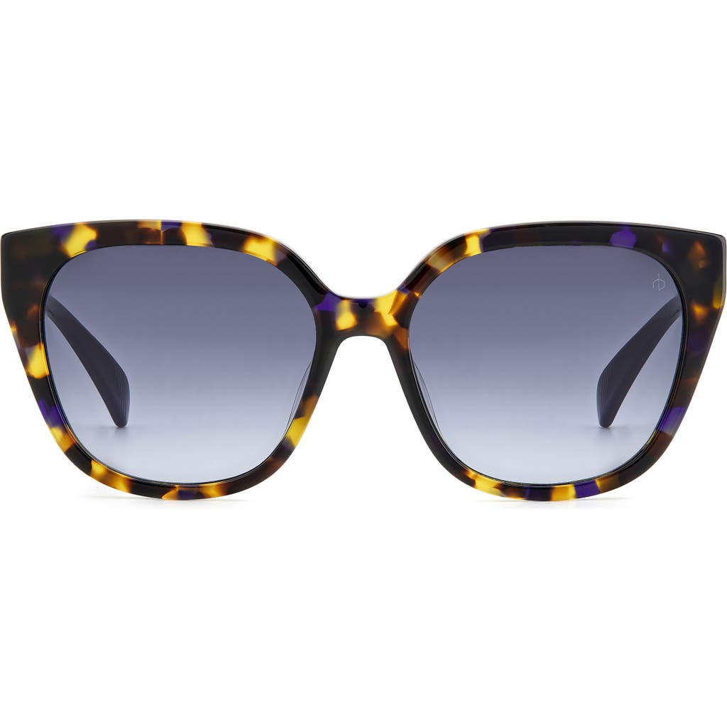 Rag & Bone 56mm Gradient Polarized Square Sunglasses In Blue
