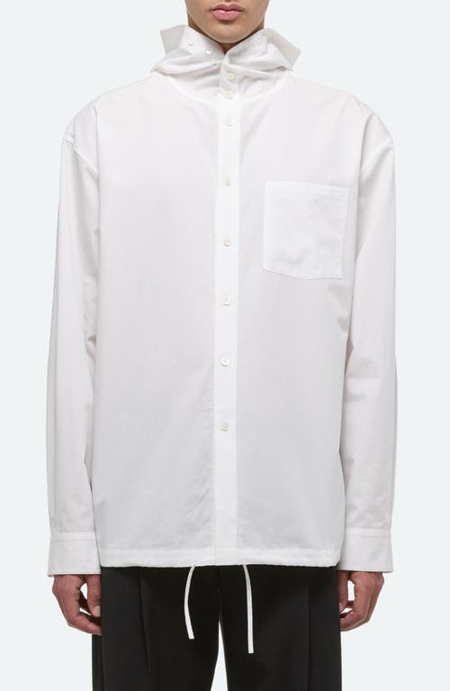 Helmut Lang Hoodie Cotton Poplin Button-up Shirt In White