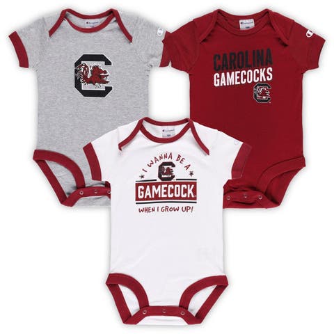 Infant Champion Garnet/Heather Gray South Carolina Gamecocks I Wanna Be Three-Pack Bodysuit Set