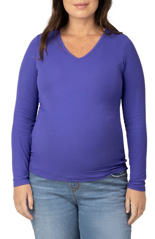 Shop Kindred Bravely Rib V-neck Maternity/nursing Top In Cobalt