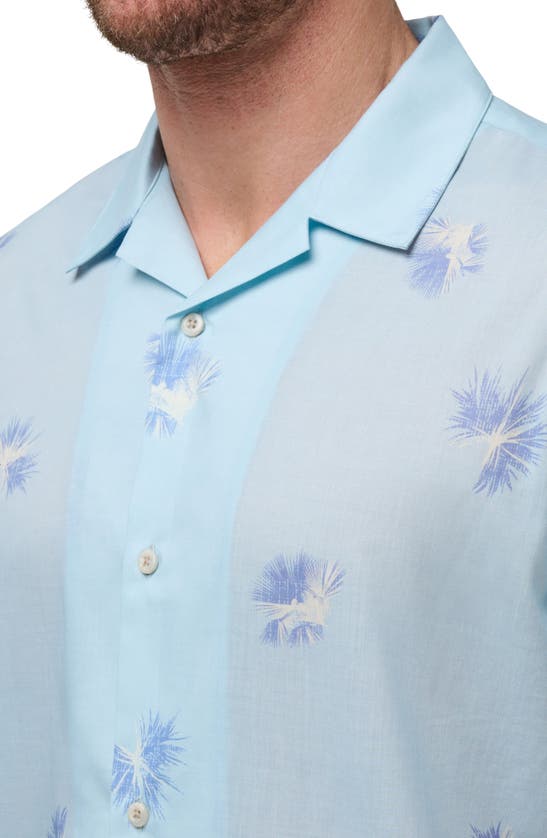 Shop Travismathew Casino Holiday Camp Shirt In Heather Dream Blue