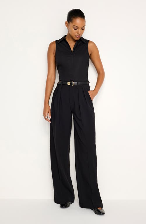 Shop Good American Cotton Poplin Sleeveless Bodysuit In Black001